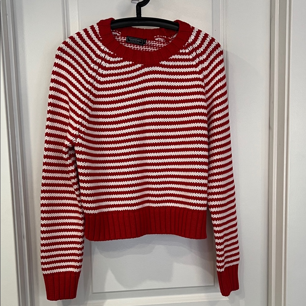 Vineyard Vines Red and White Striped Women's Sweater